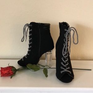 Black Open-Toed High Heel w/clear heel